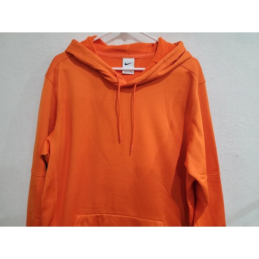 Nike Orange Hoodie Mens Large Pullover‎ Fleece Sweatshirt Gym Training Sport